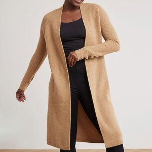 RW&CO. Ladies Long Sleeve Long Open Wool Cardigan - Tan Color - Medium